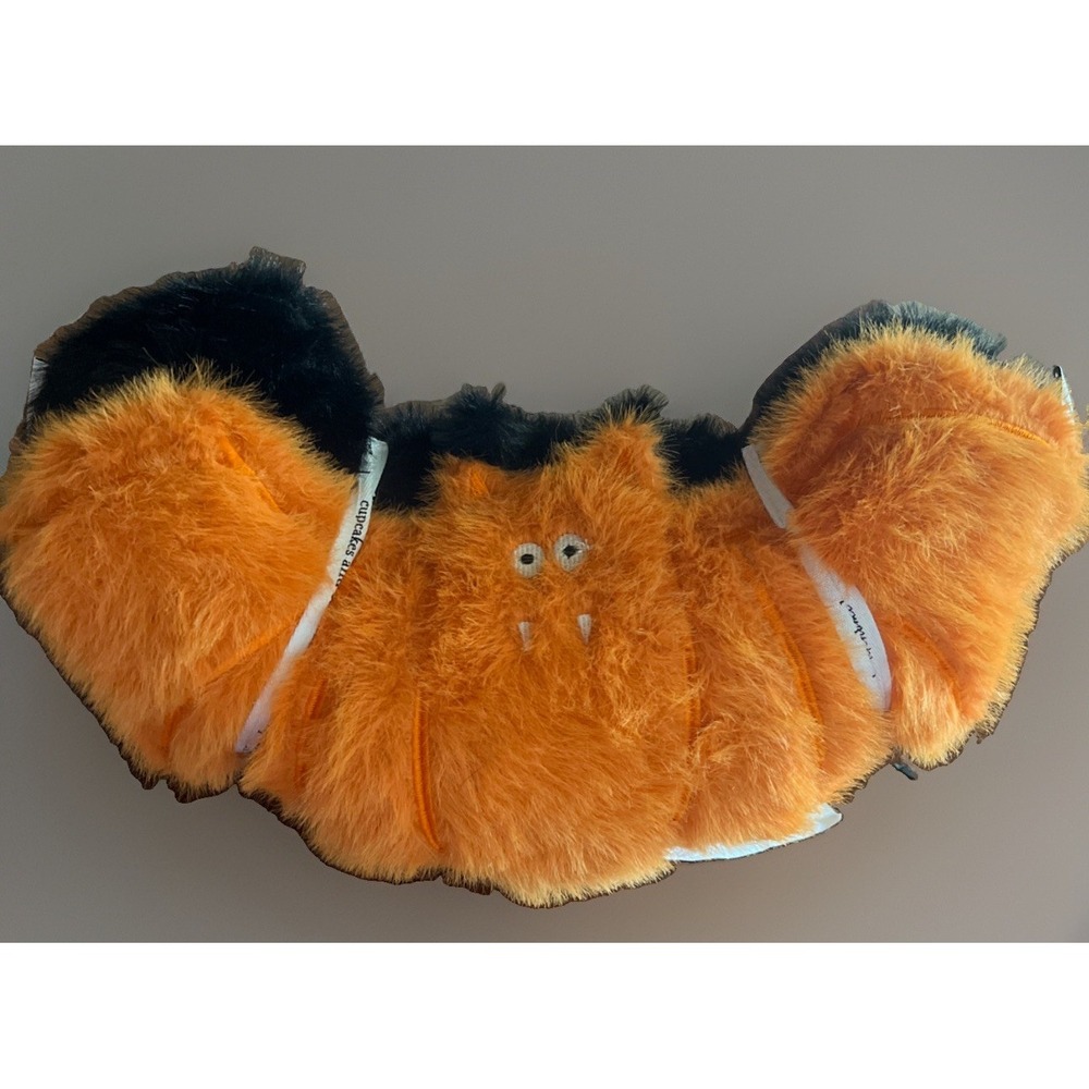 2pk Cupcakes & Cashmere Halloween Faux Fur Bat Pillows Orange & Black Bats New